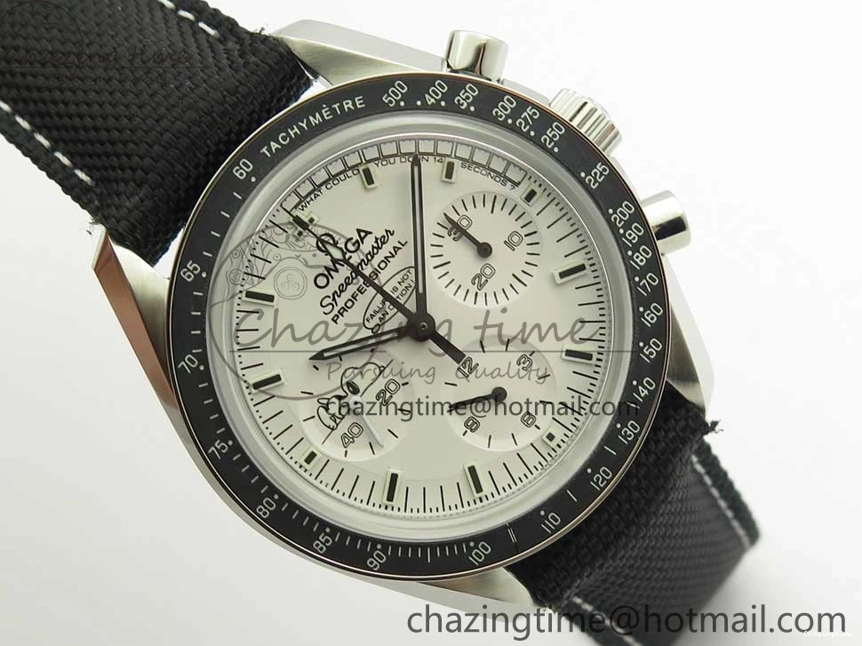 0723 Speedmaster SS Snoopy OMF Best Edition White Dial on Nylon Strap Manual Winding Chrono Movement WellDesigned 7990